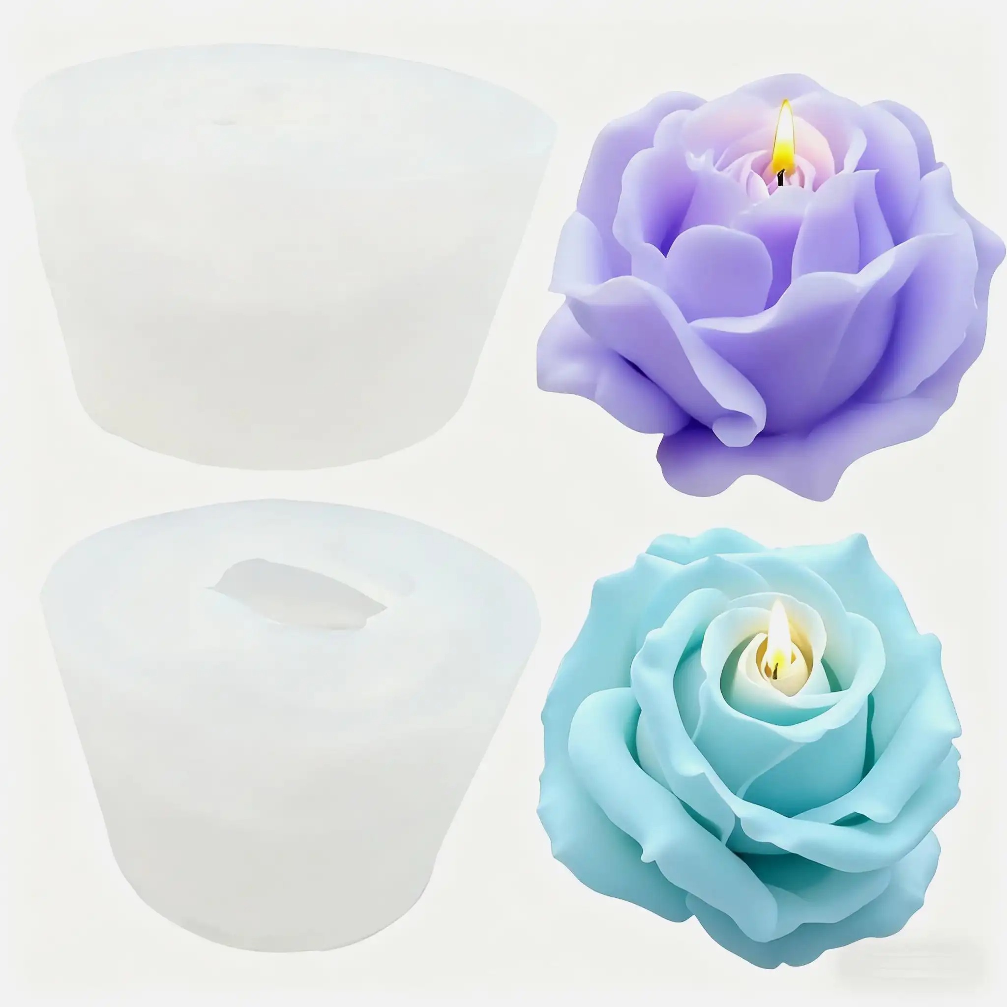 2-Piece Romantic 3D Rose Silic - Soap Making Gifts 评论和价格