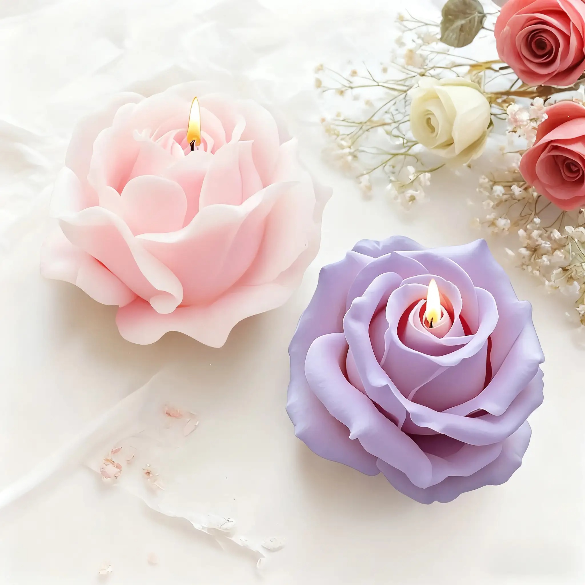 2-Piece Romantic 3D Rose Silic - Soap Making Gifts 评论和价格