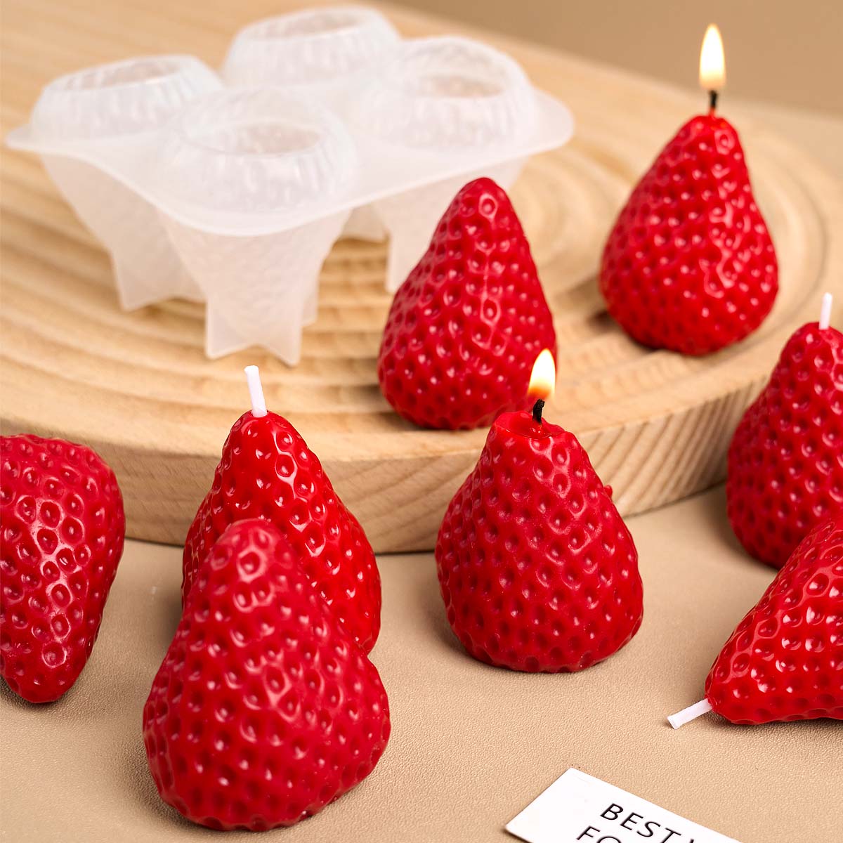4pcs Strawberry Silicone Candl - Soap Making Gifts 评论和价格